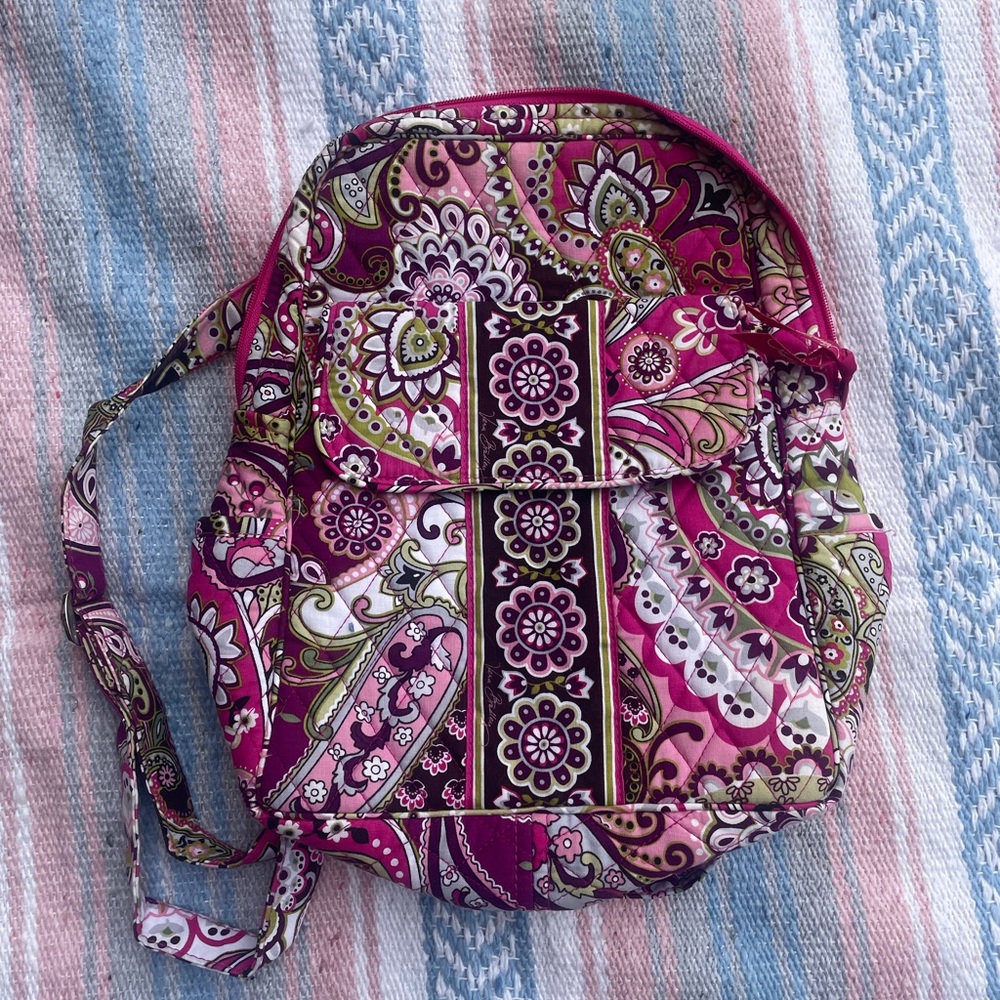 Vera Bradley pink and green paisley backpack